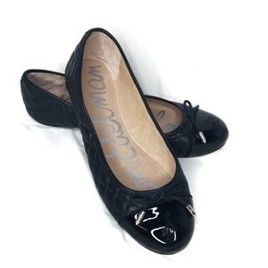 SAM EDELMAN Becka quilted black bow flat, 10.5